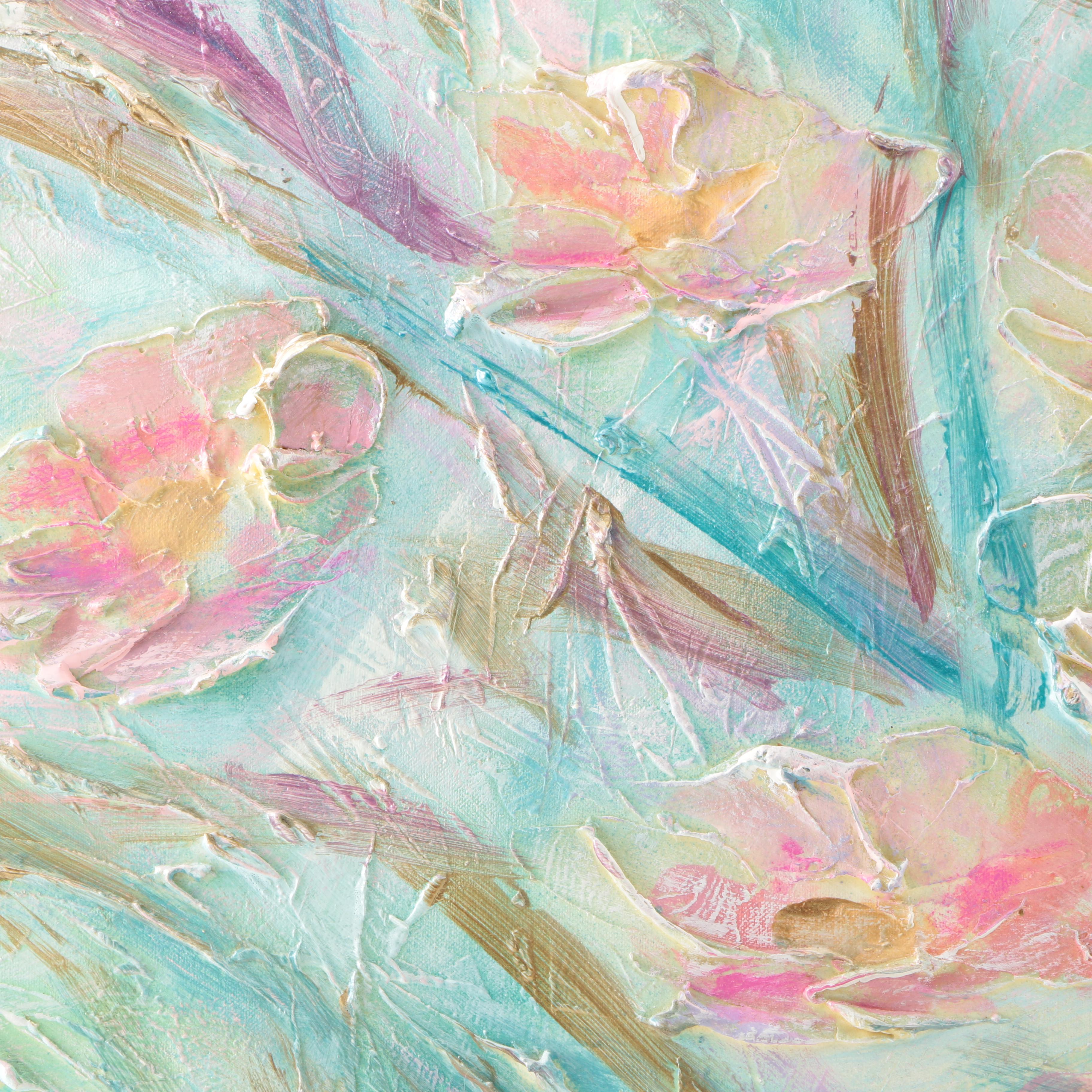 Lynne Heffner-Ferrante Textured Oil Painting of Flowers