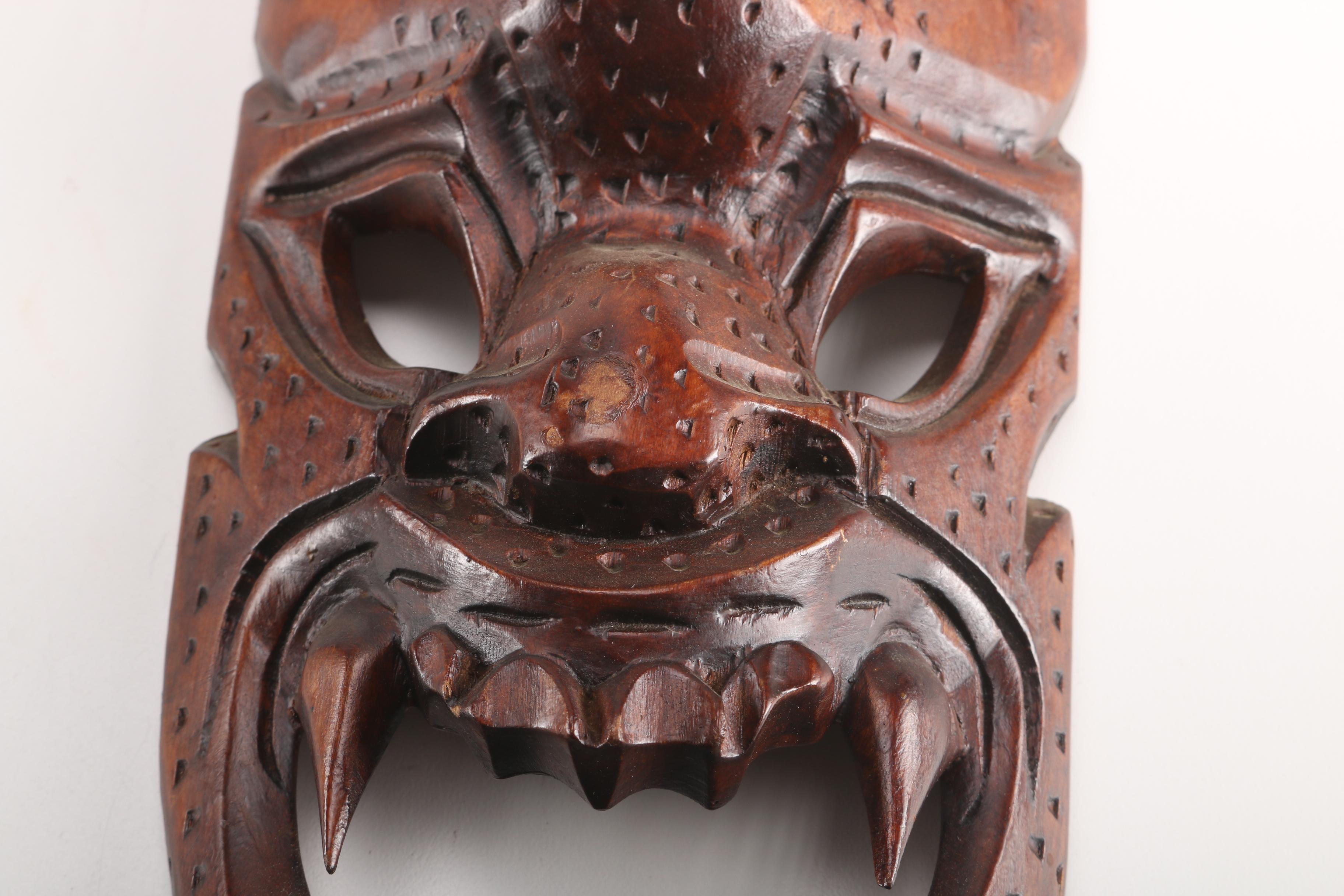 Filipino Igorot and Ifugao Bakunawa Carved Wood Masks