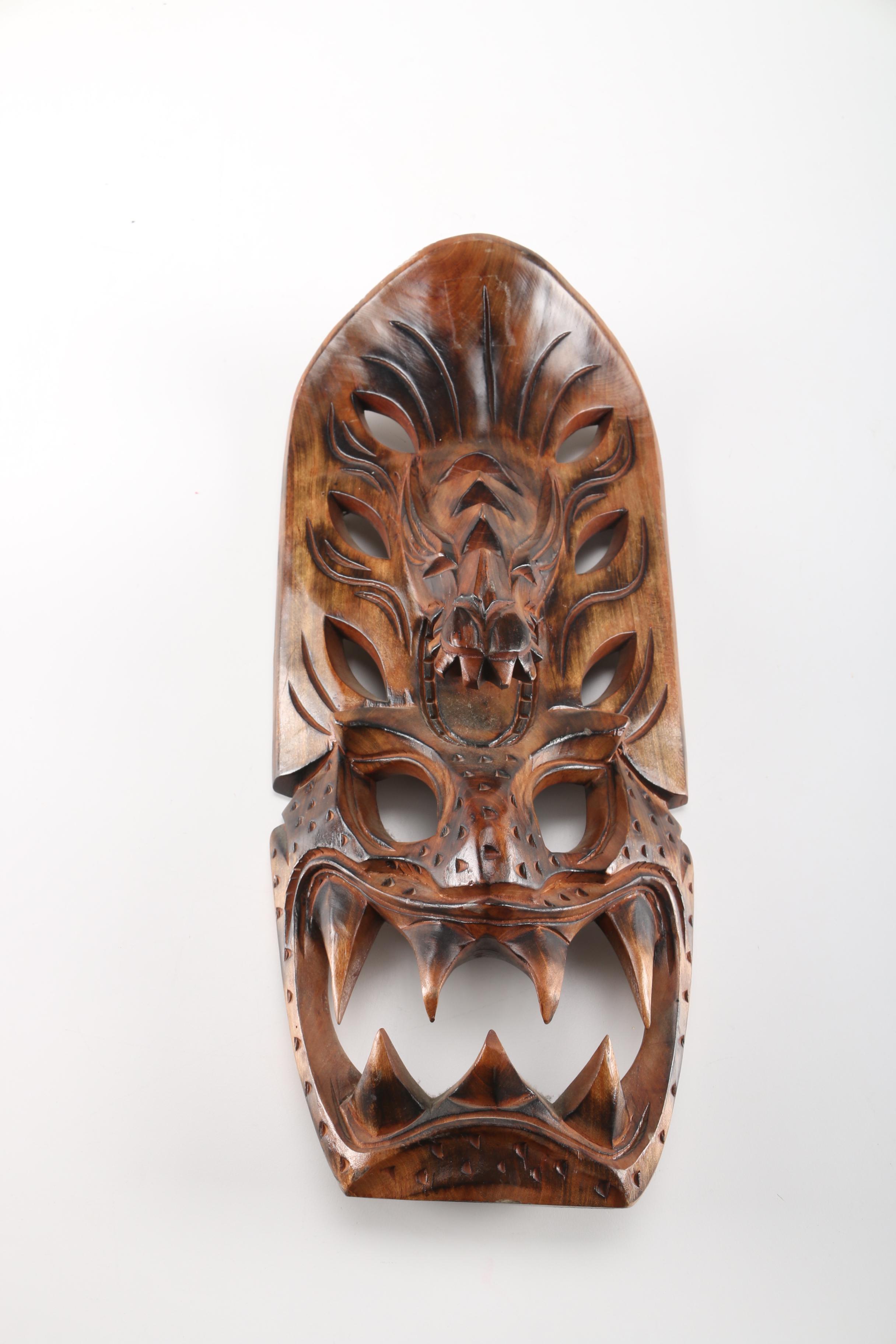 Filipino Igorot and Ifugao Bakunawa Carved Wood Masks