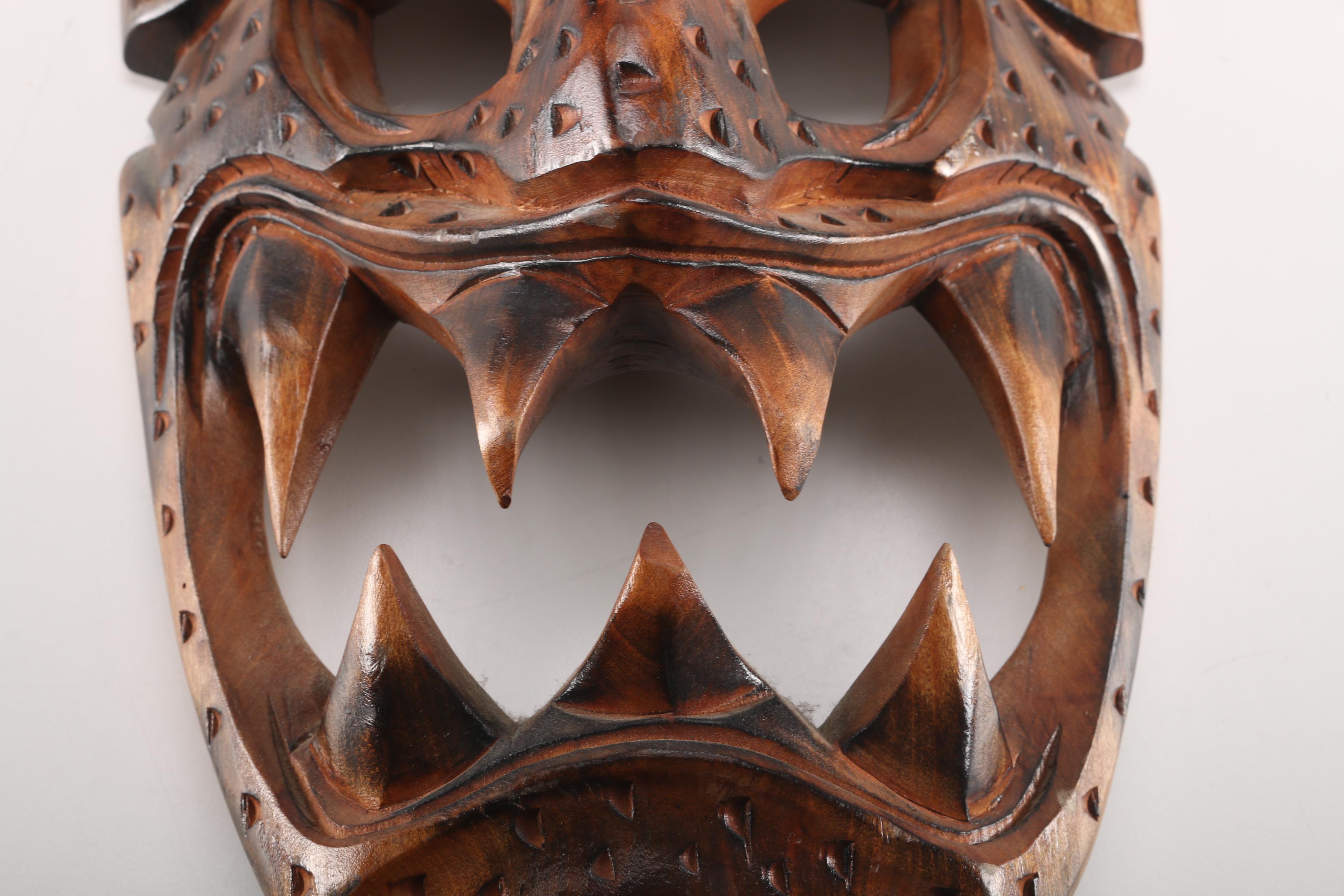 Filipino Igorot and Ifugao Bakunawa Carved Wood Masks