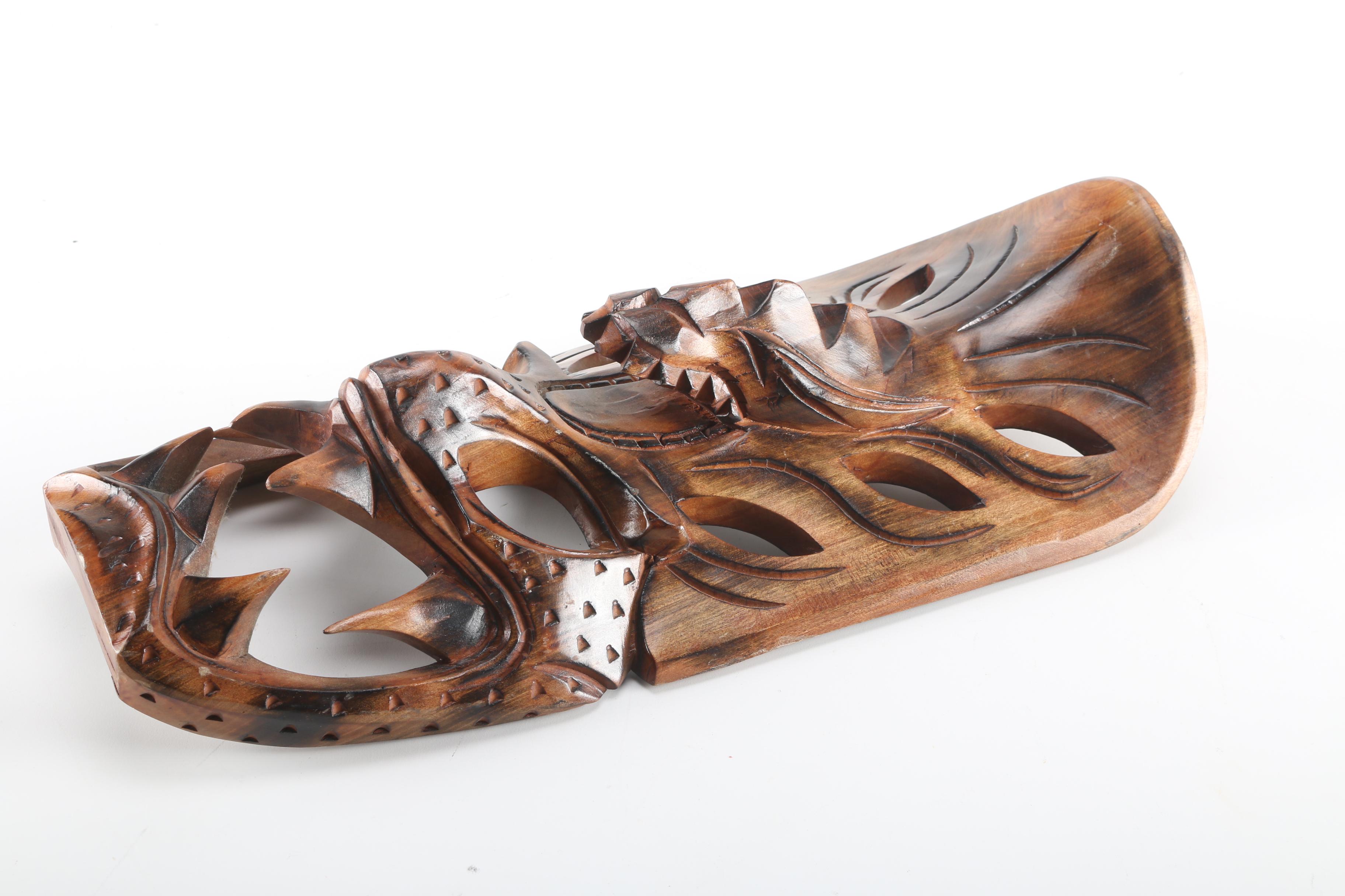 Filipino Igorot and Ifugao Bakunawa Carved Wood Masks