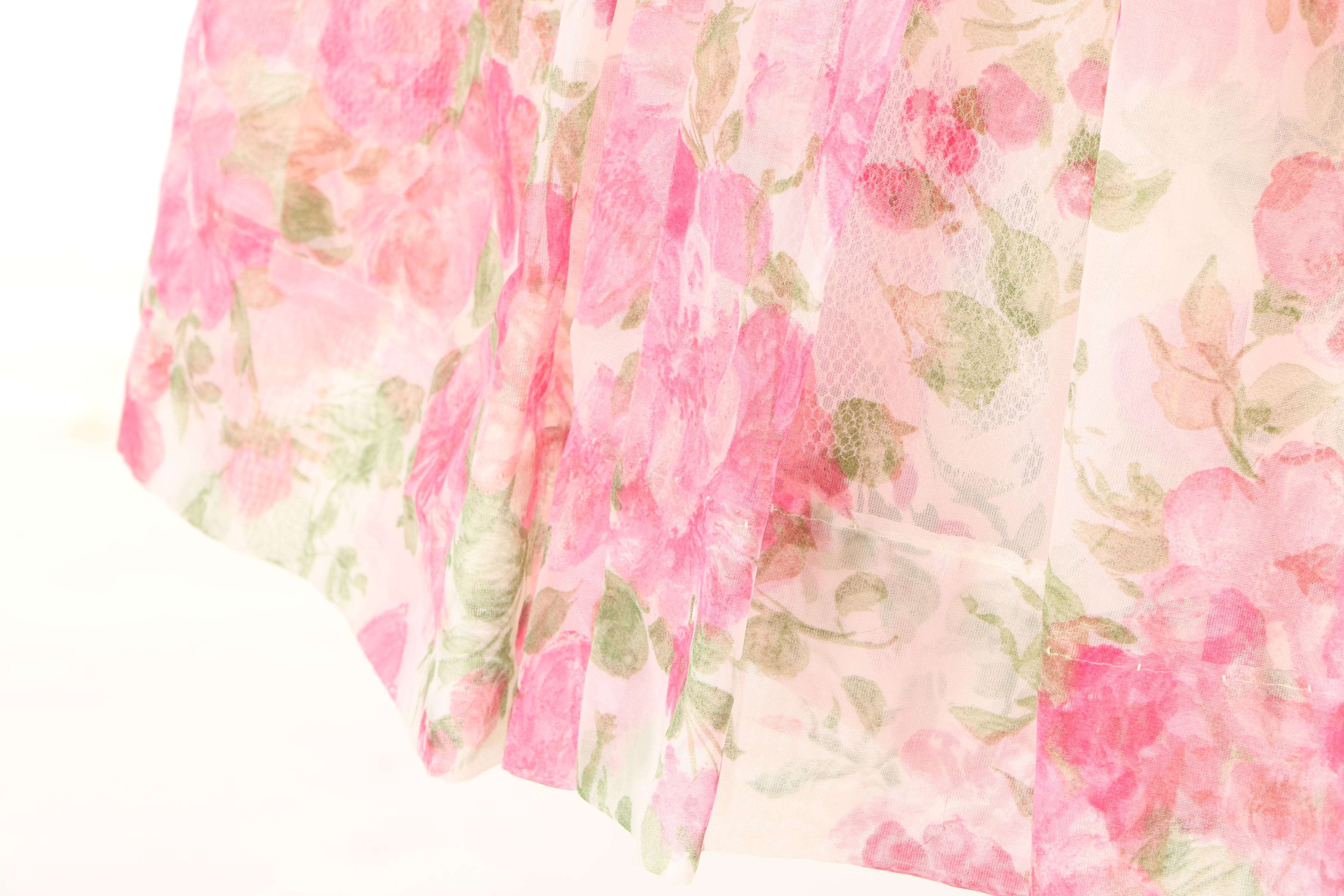 Vintage Pink and Green Floral Dress with Jacket