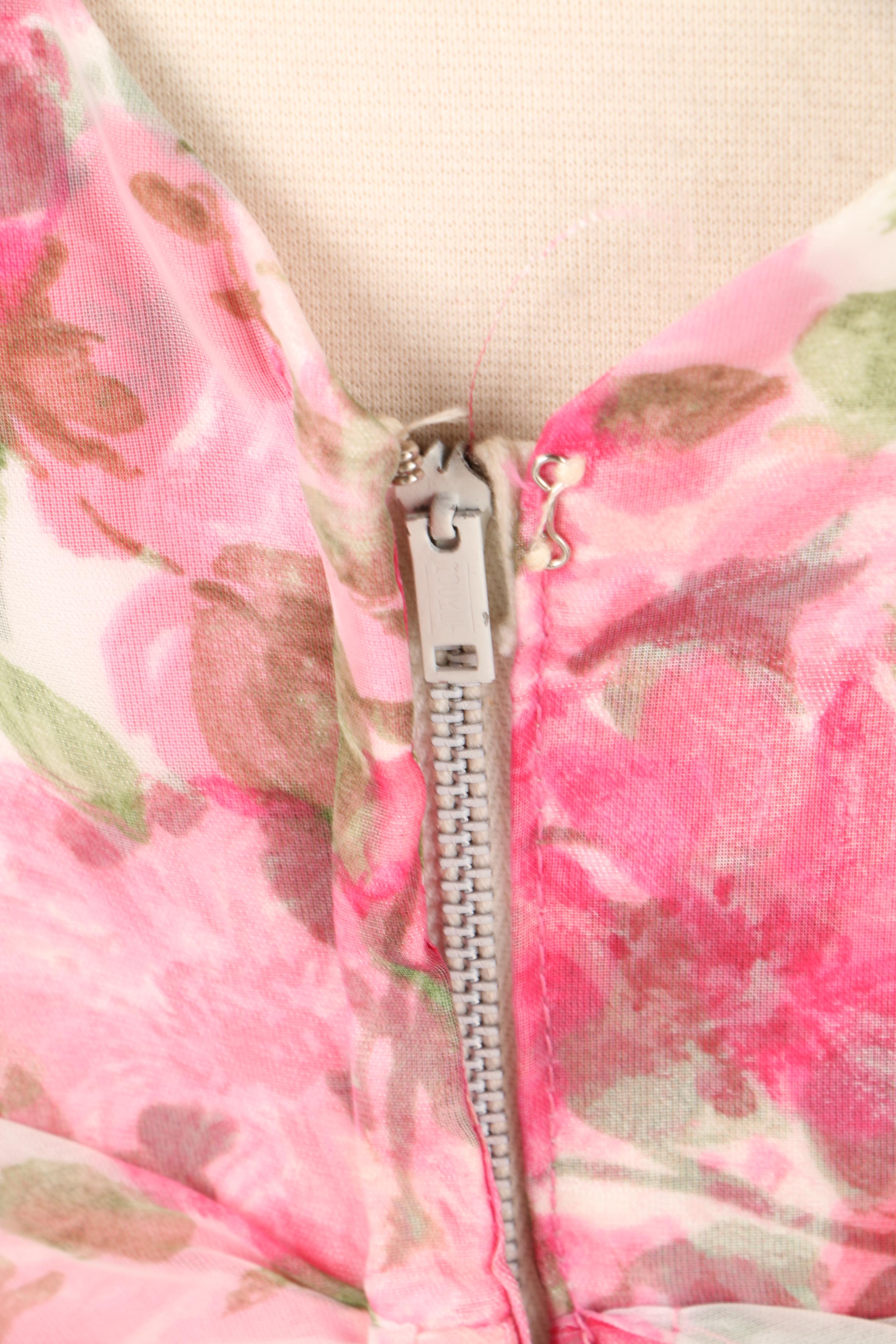 Vintage Pink and Green Floral Dress with Jacket