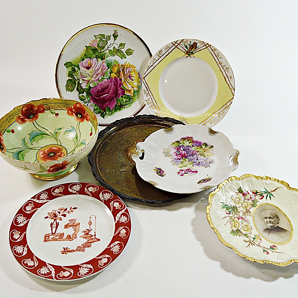 Antique Porcelain Bowl and Plates
