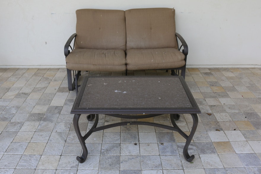 Patio Glider And Coffee Table