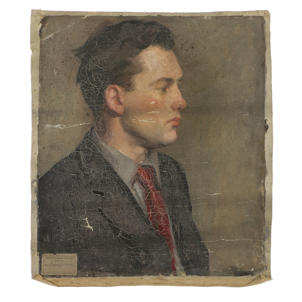 Emily B. Waite Oil Painting on Unstretched Canvas Portrait of A Man