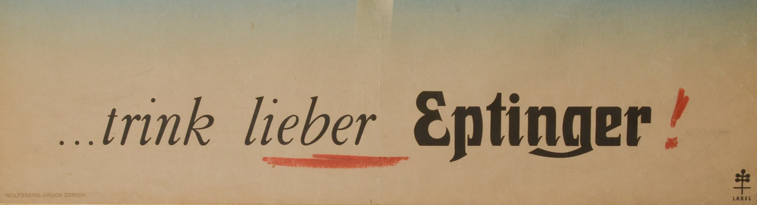 Original 1948 Advertisement Poster for Eptinger Mineral Water Designed by Herbert Leupin "...trink lieber Eptinger!"