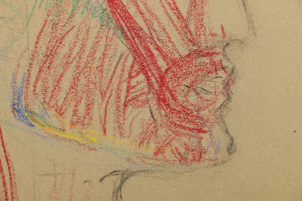 Emily Waite Colored Charcoal Drawing Facial Anatomical Study