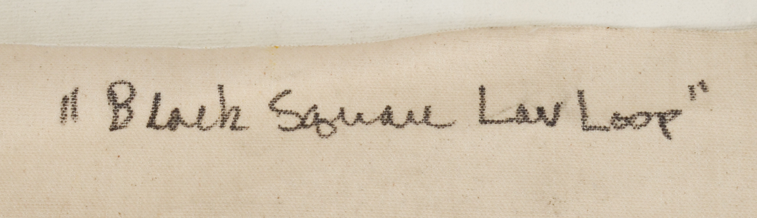 Robbie Kemper Original Abstract Acrylic on Unstretched Canvas "Black Square Lav Loop"