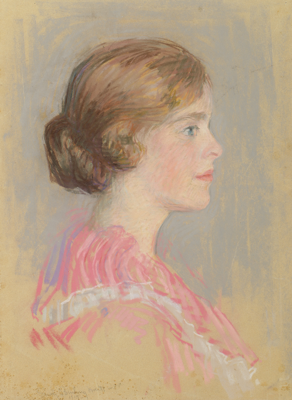Emily B. Waite Chalk Pastel Portrait on Paper of Woman