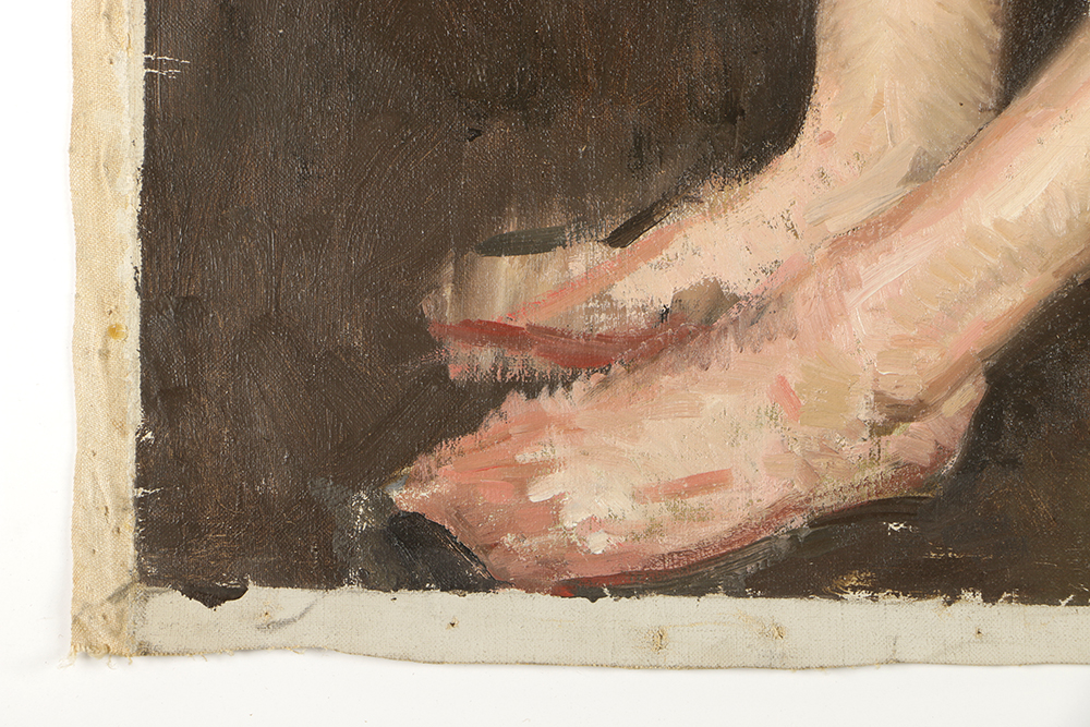 Emily B. Waite Oil on Canvas Portrait of Nude Man