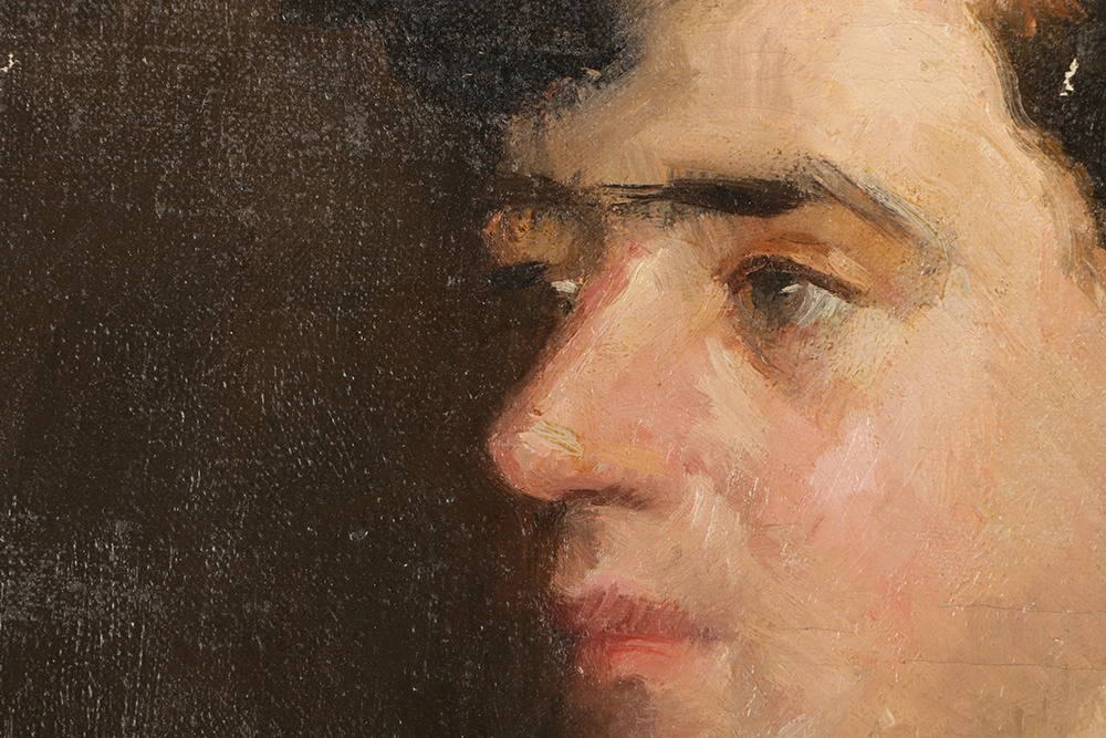 Emily B. Waite Oil on Canvas Portrait of Nude Man