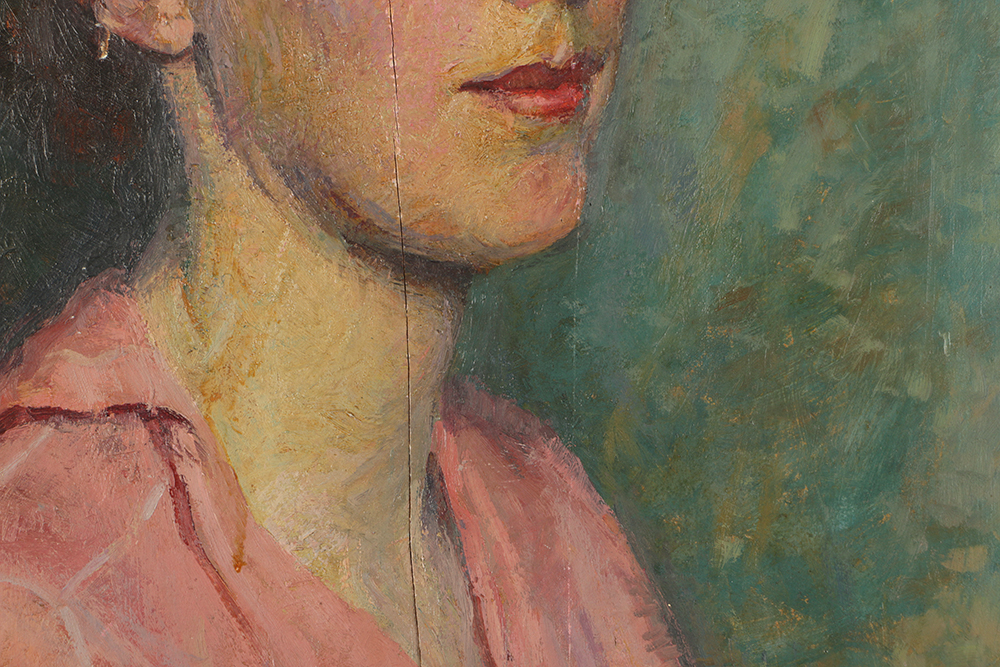 Emily B. Waite Oil Painting on Wood Panel Portrait of a Woman