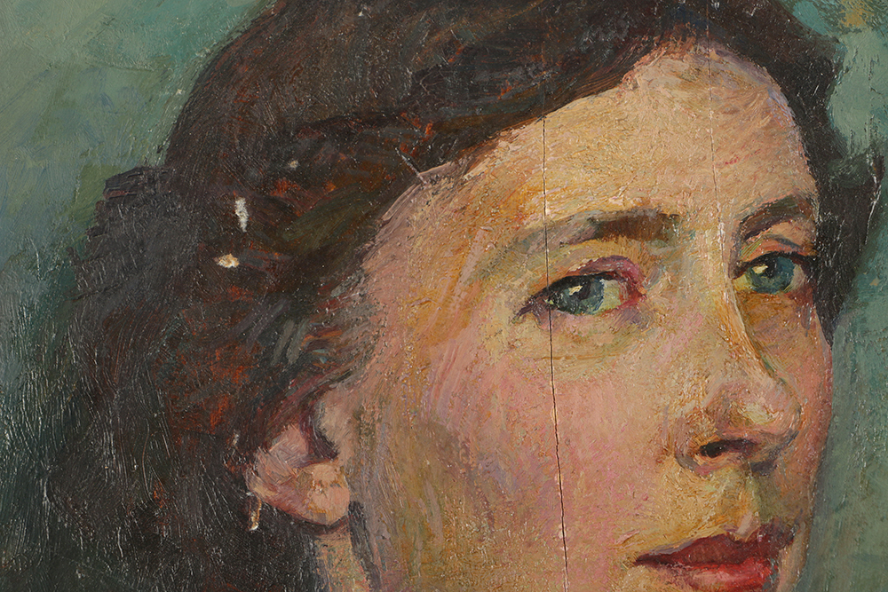 Emily B. Waite Oil Painting on Wood Panel Portrait of a Woman