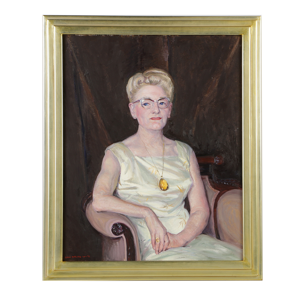 Emily B. Waite Oil on Canvas "Portrait of Mrs. H. Ladd Plumley"