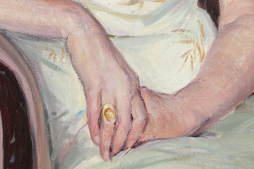 Emily B. Waite Oil on Canvas "Portrait of Mrs. H. Ladd Plumley"