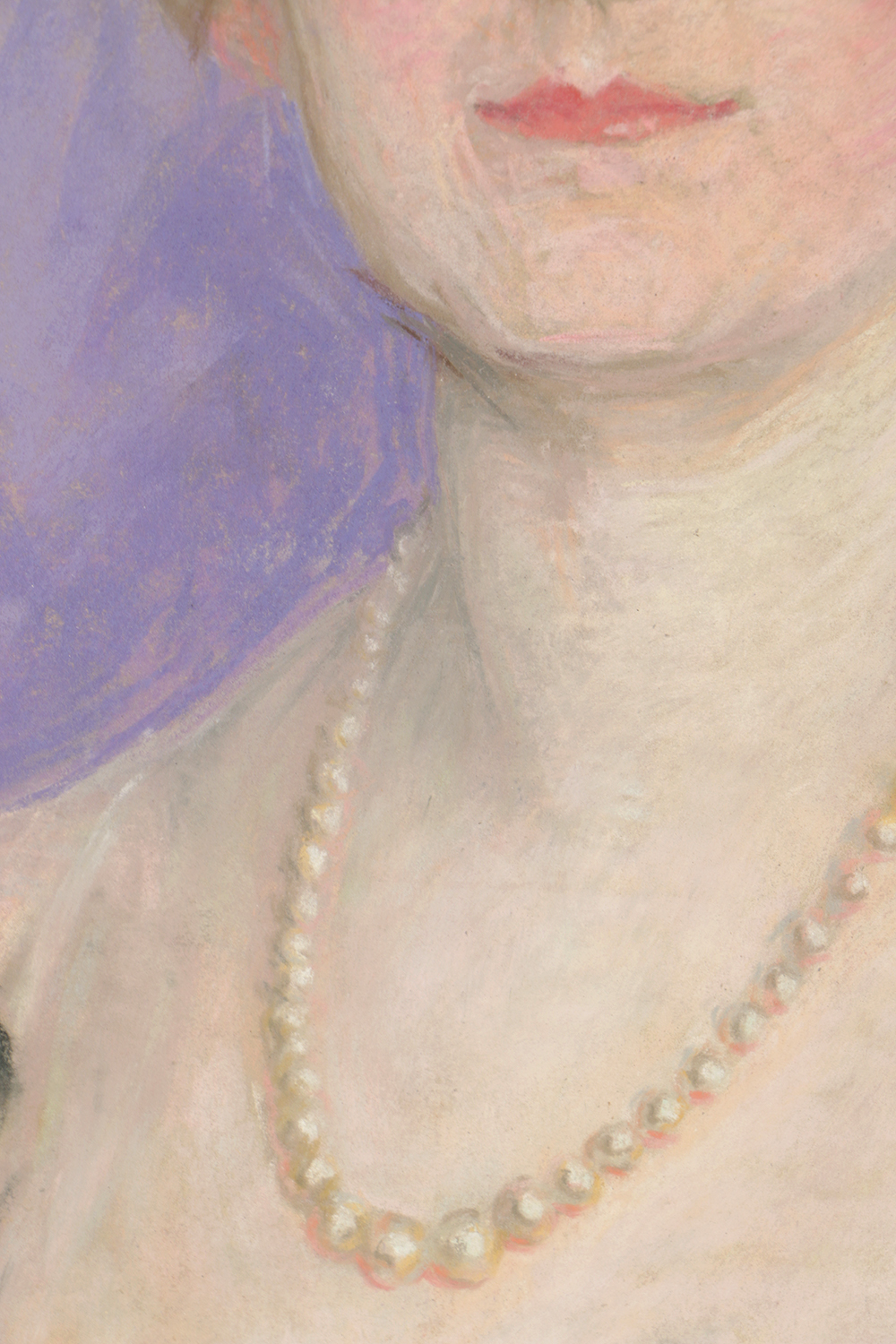 Emily B. Waite Pastel Drawing on Paper Portrait of Woman with Pearls