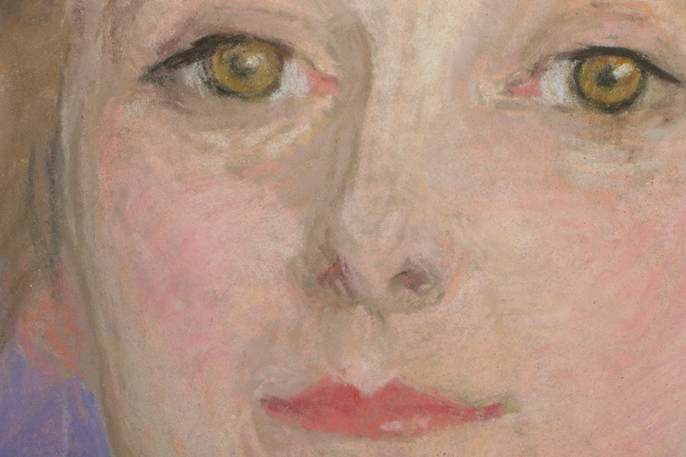 Emily B. Waite Pastel Drawing on Paper Portrait of Woman with Pearls