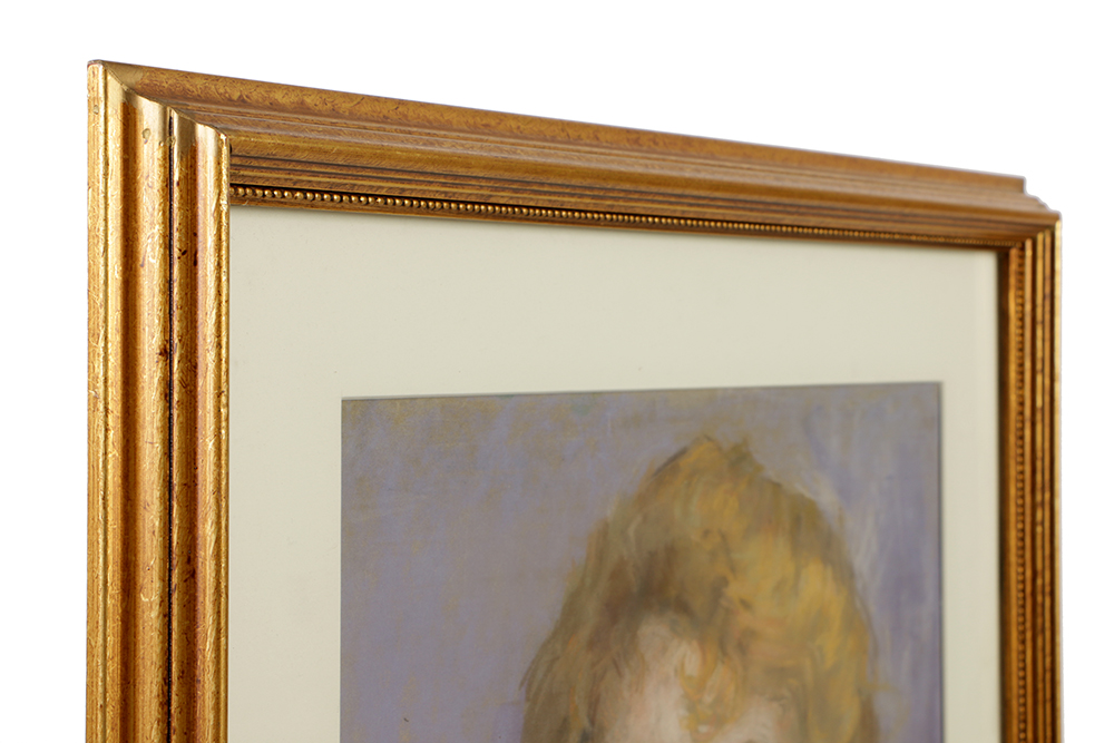 Emily B. Waite Pastel Drawing on Paper Portrait of Woman with Pearls