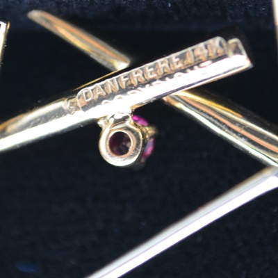 14K Yellow Gold Ruby and Diamond Brooch