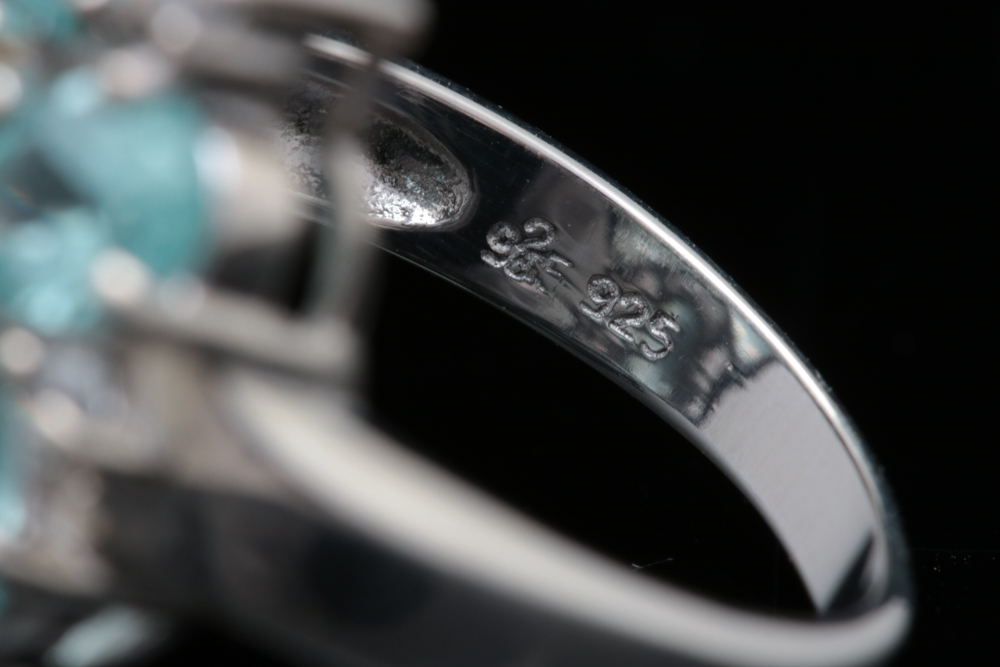 Sterling Silver, Apatite and White Zircon Ring