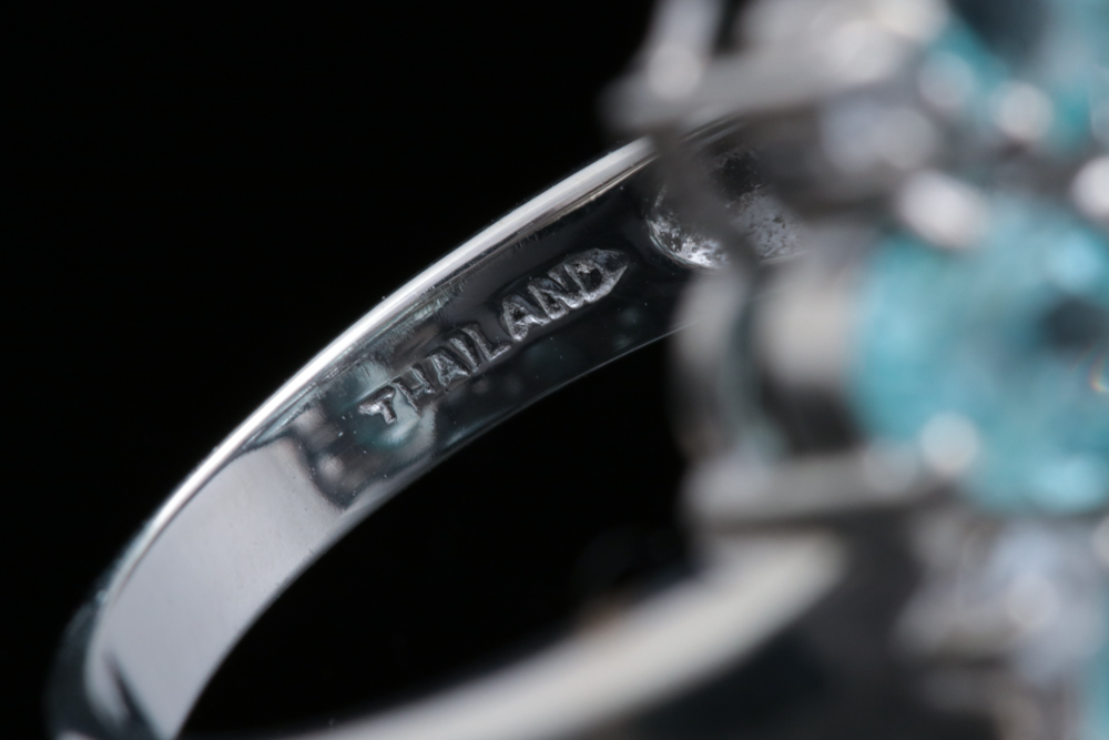 Sterling Silver, Apatite and White Zircon Ring