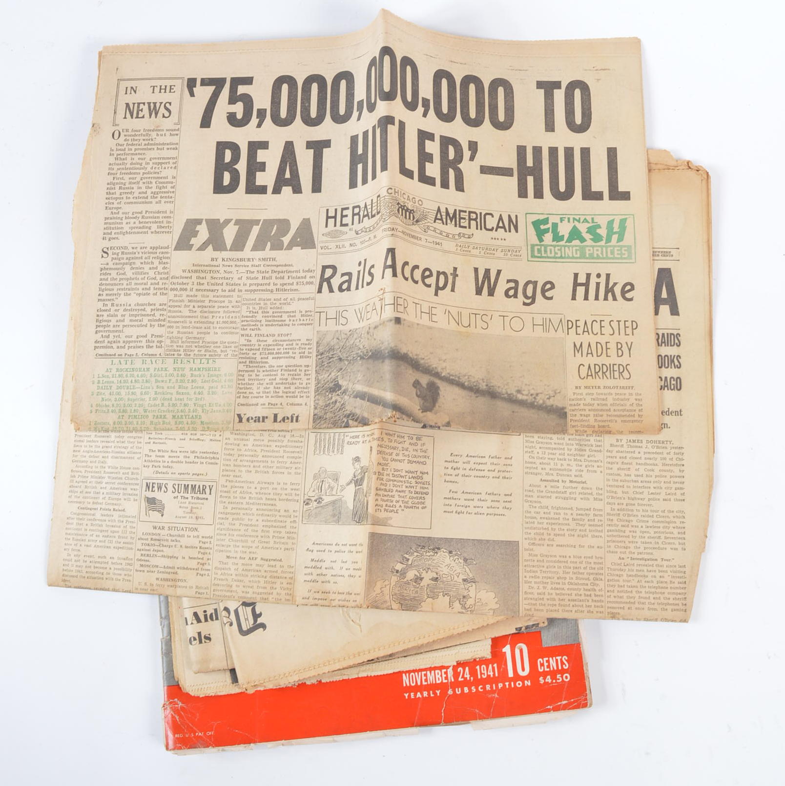 WWII Newspapers and Time Magazine from 1941