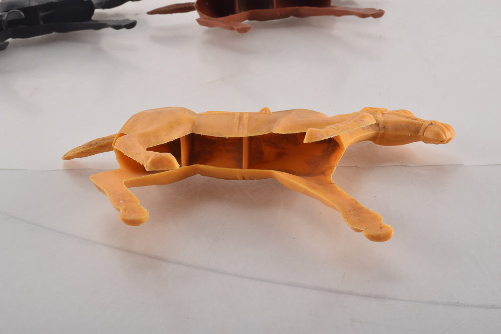 Vintage Plastic Horse Toys Including Louis Marx "Thunderbolt, "Bonanza", and Tim-Mee