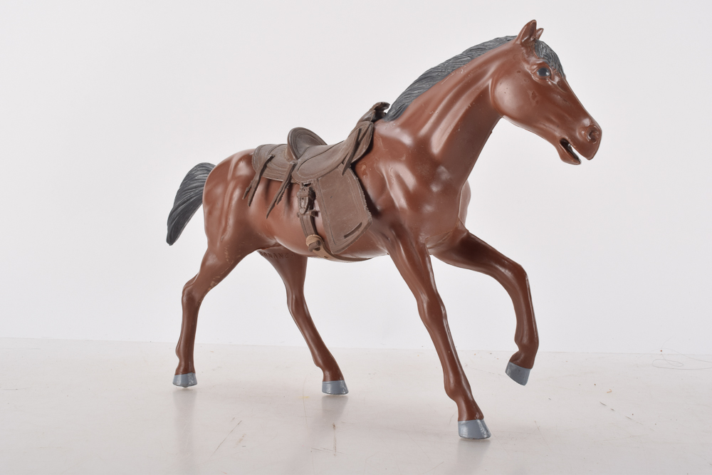 Vintage Plastic Horse Toys Including Louis Marx "Thunderbolt, "Bonanza", and Tim-Mee