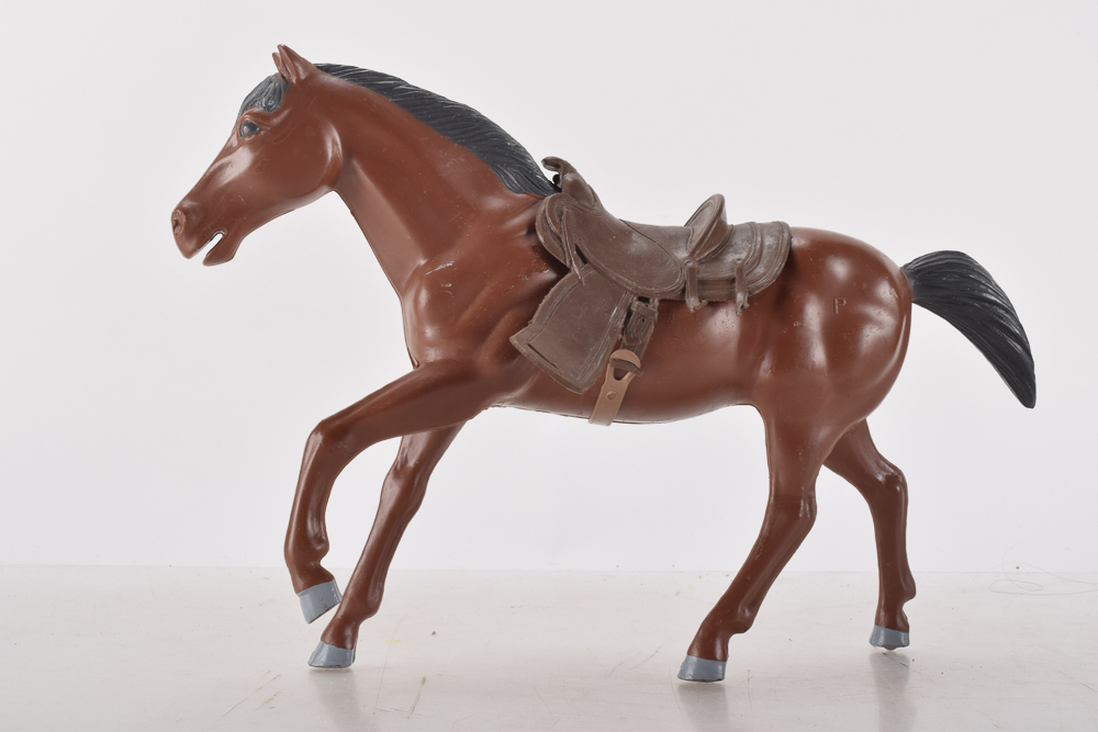 Vintage Plastic Horse Toys Including Louis Marx "Thunderbolt, "Bonanza", and Tim-Mee