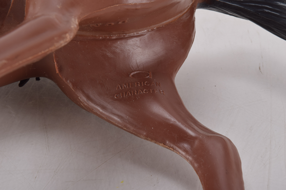 Vintage Plastic Horse Toys Including Louis Marx "Thunderbolt, "Bonanza", and Tim-Mee