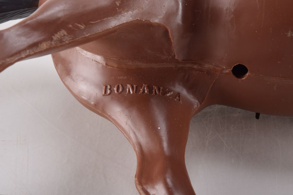 Vintage Plastic Horse Toys Including Louis Marx "Thunderbolt, "Bonanza", and Tim-Mee