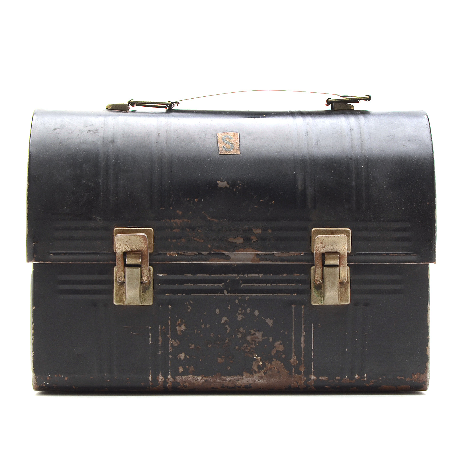 Vintage Black Tin Lunchbox and Thermos