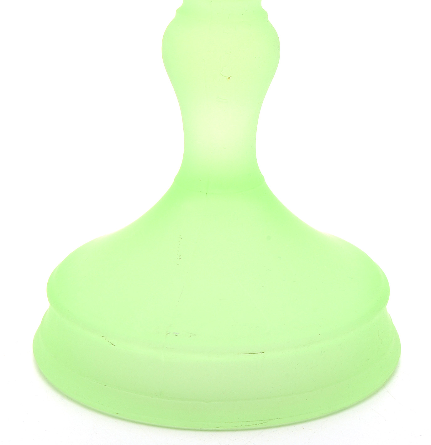 Green Vaseline Glass Bowl and Candlesticks