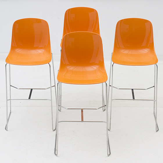 Set of  "Pure Loop" Orange Acrylic Counter Stools by Infiniti