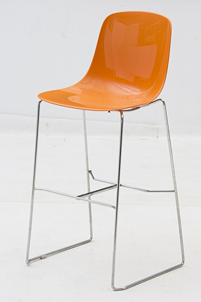 Set of  "Pure Loop" Orange Acrylic Counter Stools by Infiniti