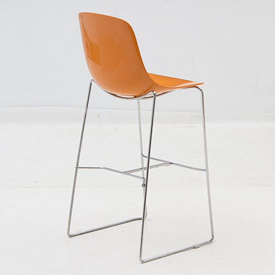 Set of  "Pure Loop" Orange Acrylic Counter Stools by Infiniti