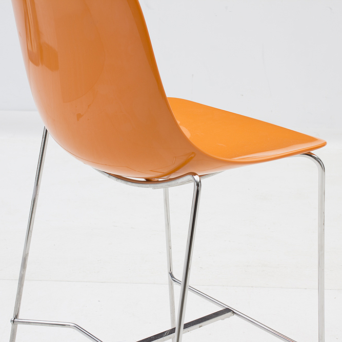 Set of  "Pure Loop" Orange Acrylic Counter Stools by Infiniti