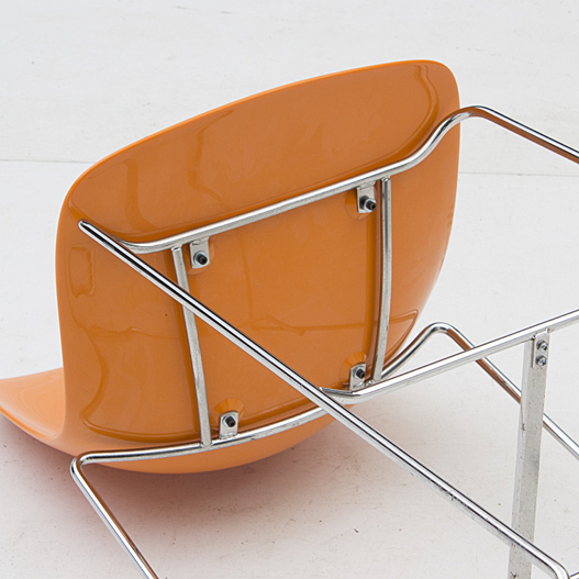 Set of  "Pure Loop" Orange Acrylic Counter Stools by Infiniti