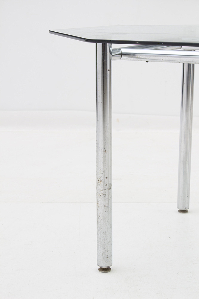 Modernist Octagonal Glass and Chrome Dining Table
