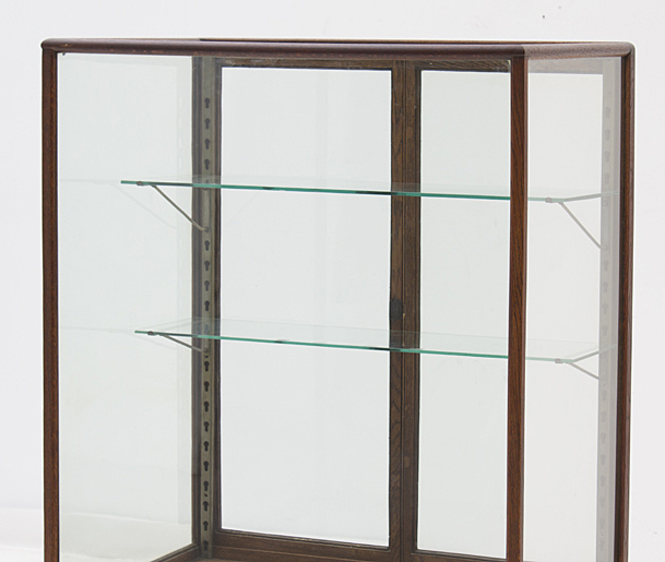 Vintage Retail Oak Framed Display Case on Square Legs
