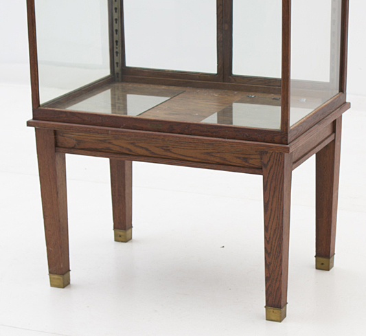 Vintage Retail Oak Framed Display Case on Square Legs