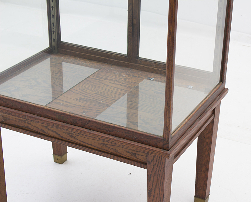 Vintage Retail Oak Framed Display Case on Square Legs