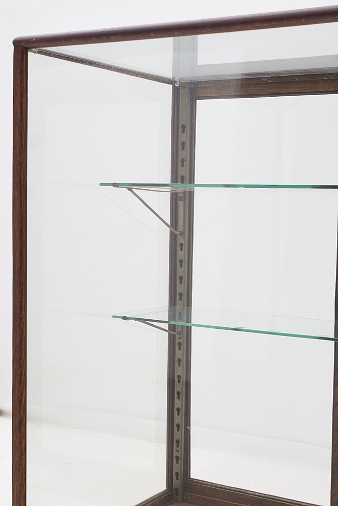 Vintage Retail Oak Framed Display Case on Square Legs