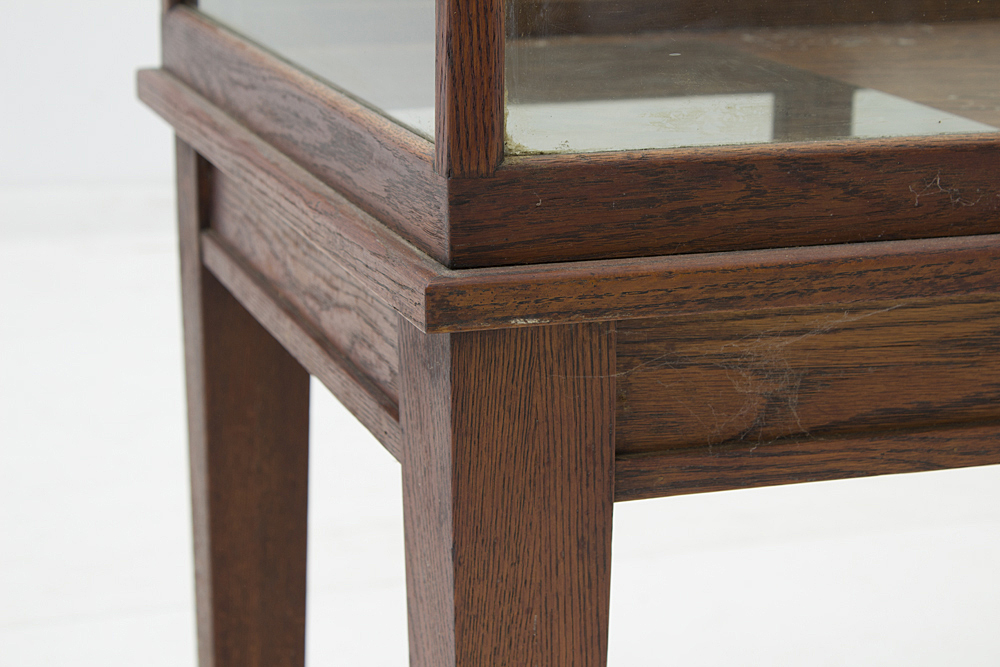 Vintage Retail Oak Framed Display Case on Square Legs
