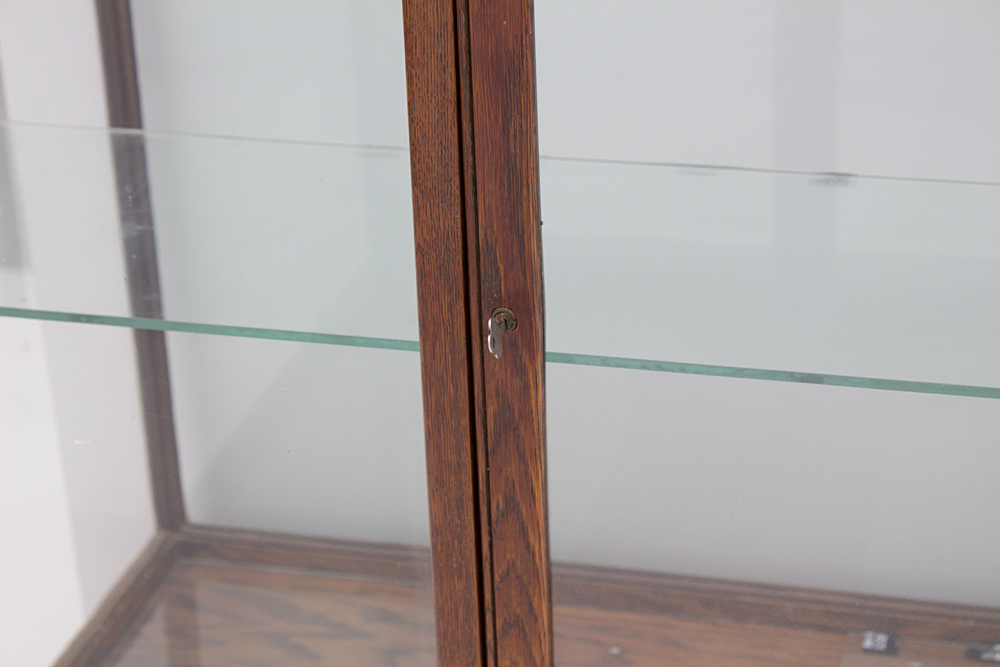 Vintage Retail Oak Framed Display Case on Square Legs