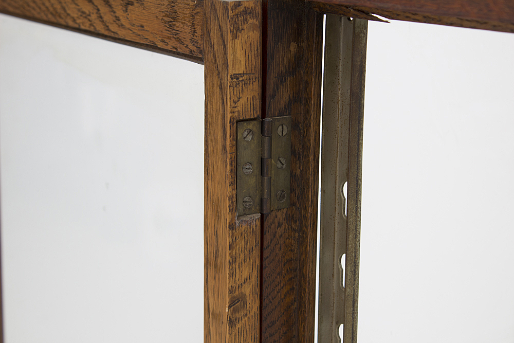 Vintage Retail Oak Framed Display Case on Square Legs