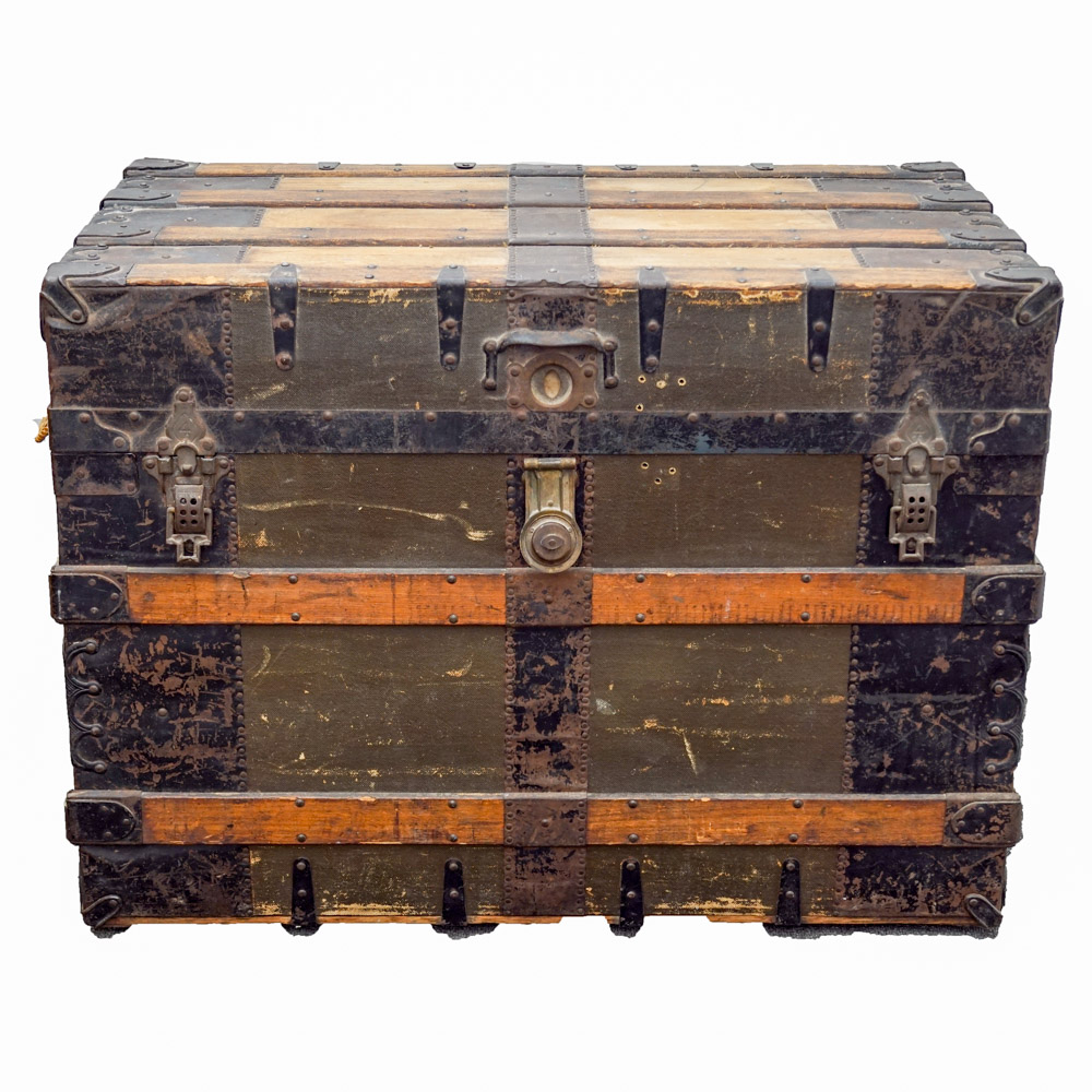 Wood and Metal Steamer Trunk