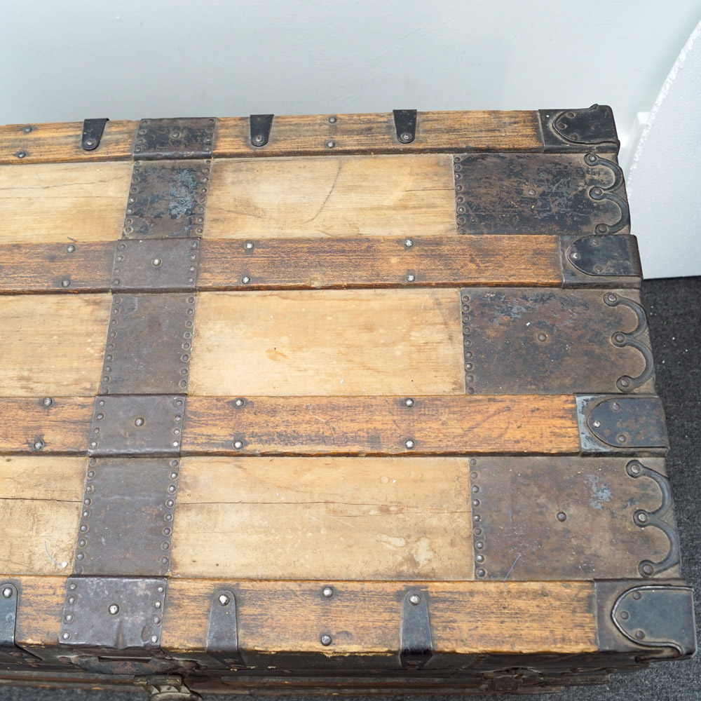 Wood and Metal Steamer Trunk