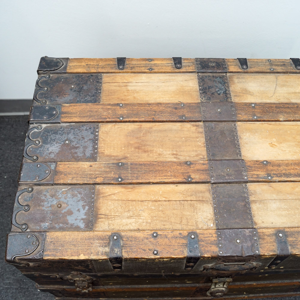 Wood and Metal Steamer Trunk